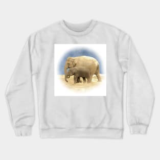 Mother and baby elephant Crewneck Sweatshirt